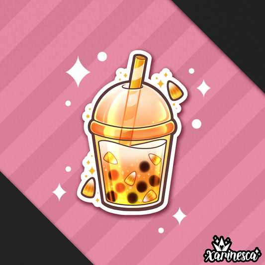Candy Corn Boba Vinyl Weatherproof Sticker