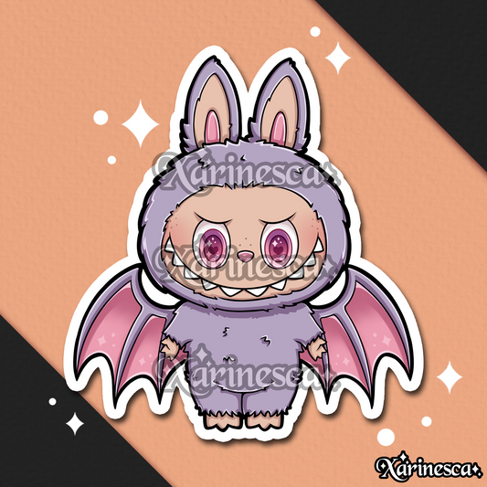 Labubu Pink Bat Spooky Vinyl Weatherproof Sticker