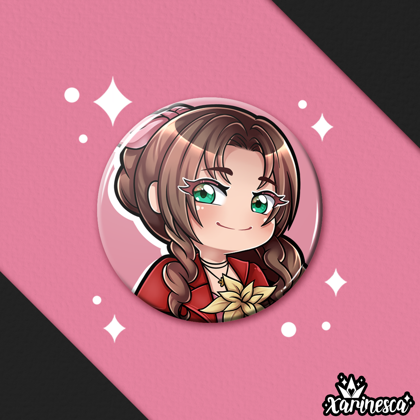 Aerith Button Pin