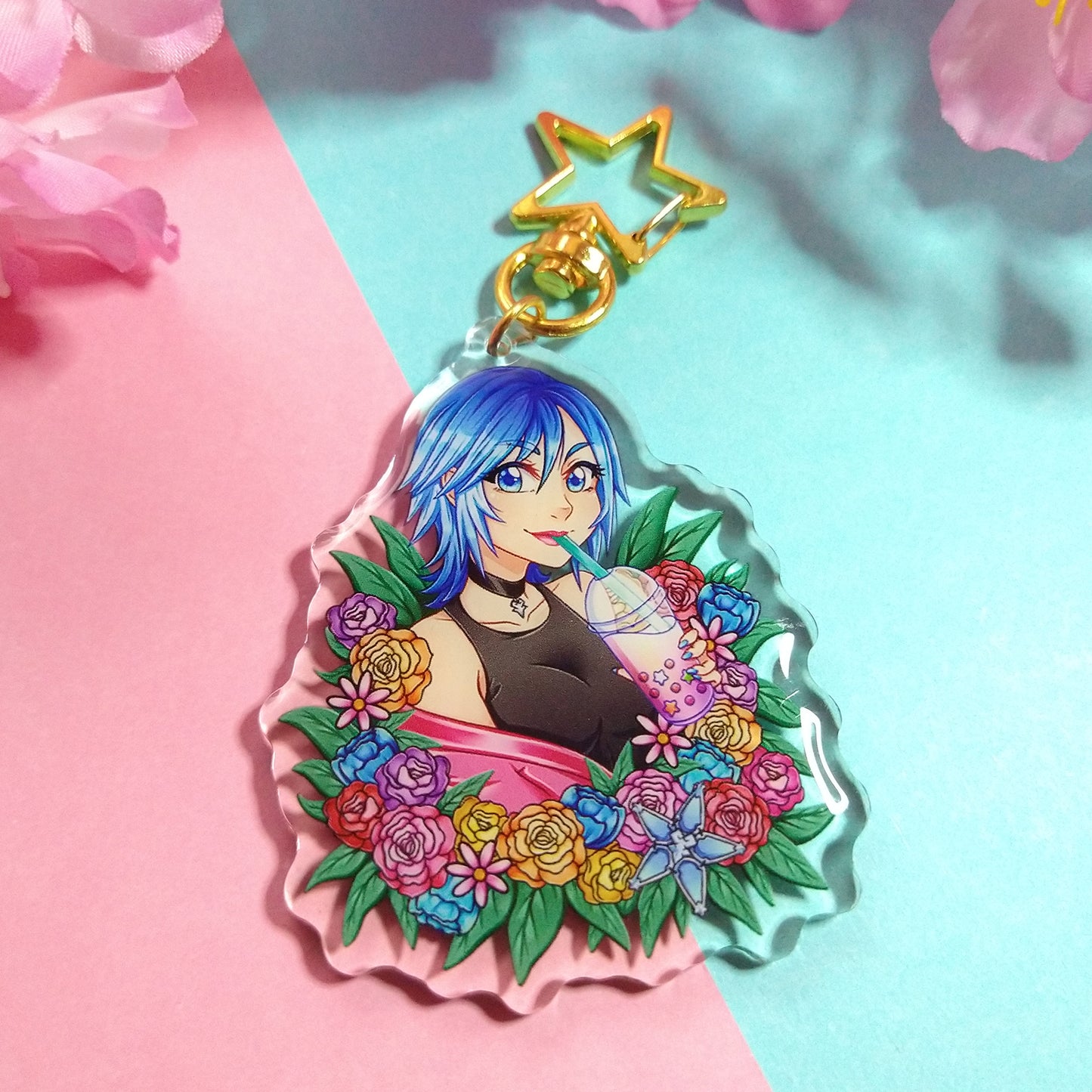 Aqua Boba Acrylic Charm