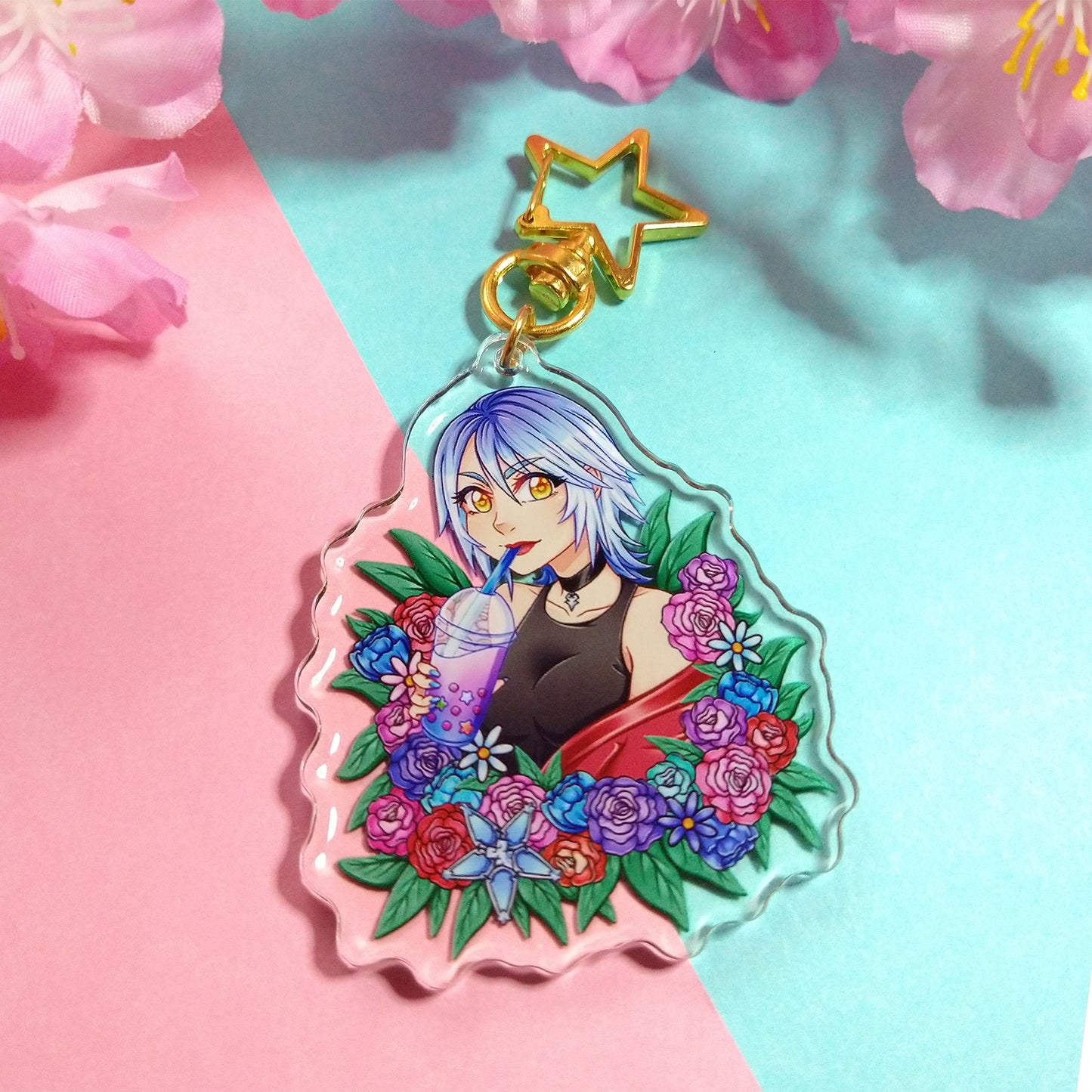 Aqua Boba Acrylic Charm