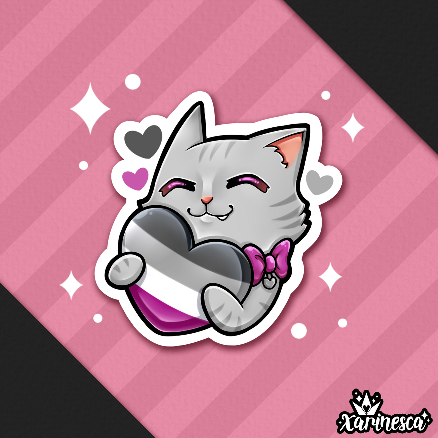 Asexual Purride Kitty Vinyl Weatherproof Sticker