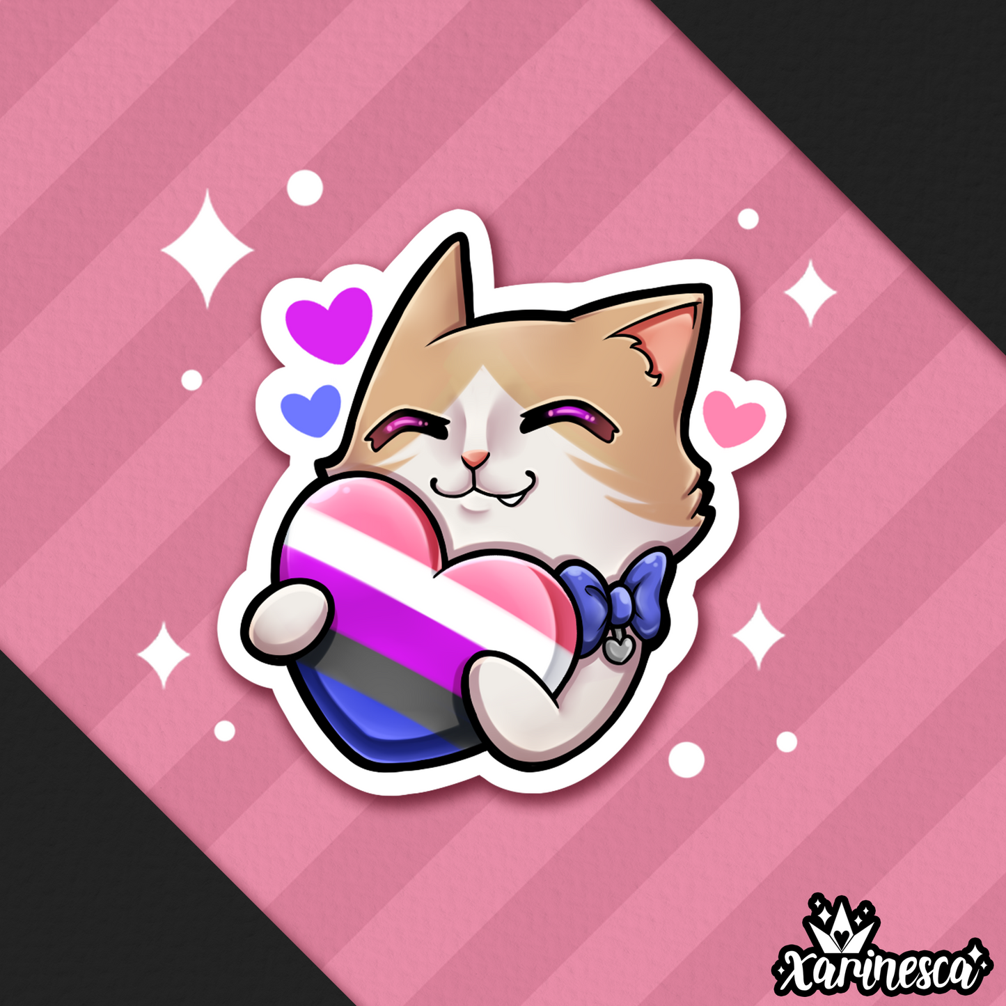 Genderfluid Purride Kitty Vinyl Weatherproof Sticker