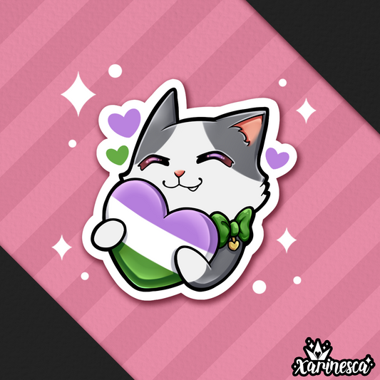 Genderqueer Kitty Vinyl Weatherproof Sticker