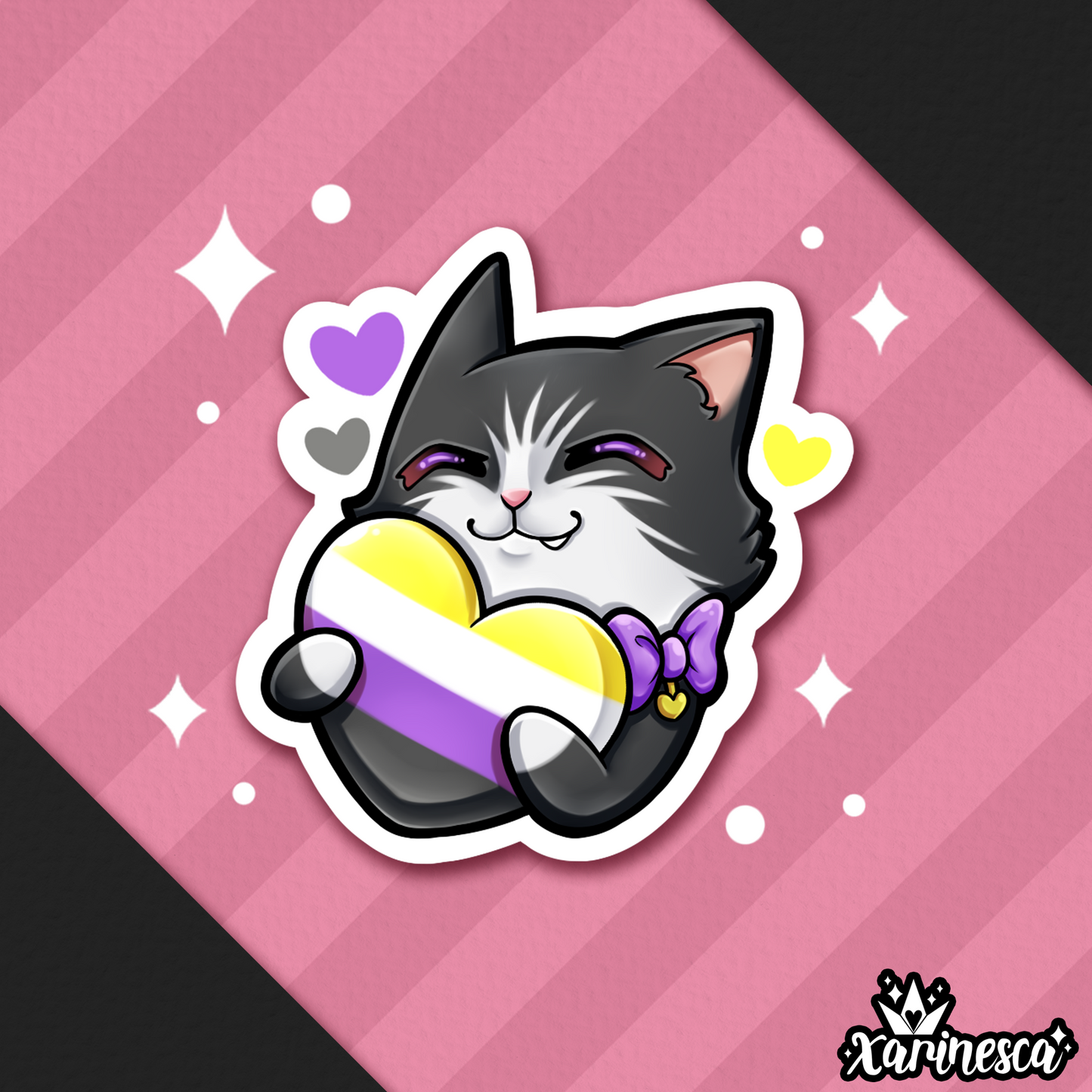 Nonbinary Purride Kitty Vinyl Weatherproof Sticker